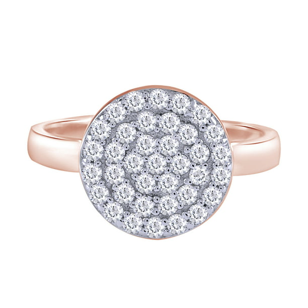 Wishrocks Round Cut White Cubic Zirconia Cluster Ring in 14K Gold Over Sterling Silver 